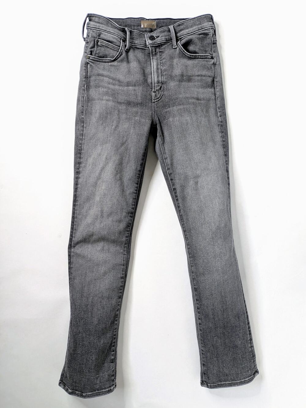 MOTHER Rascal Flood Jeans 27 Gray Magic 8 Ball Straight Leg Stretch Clean Hem